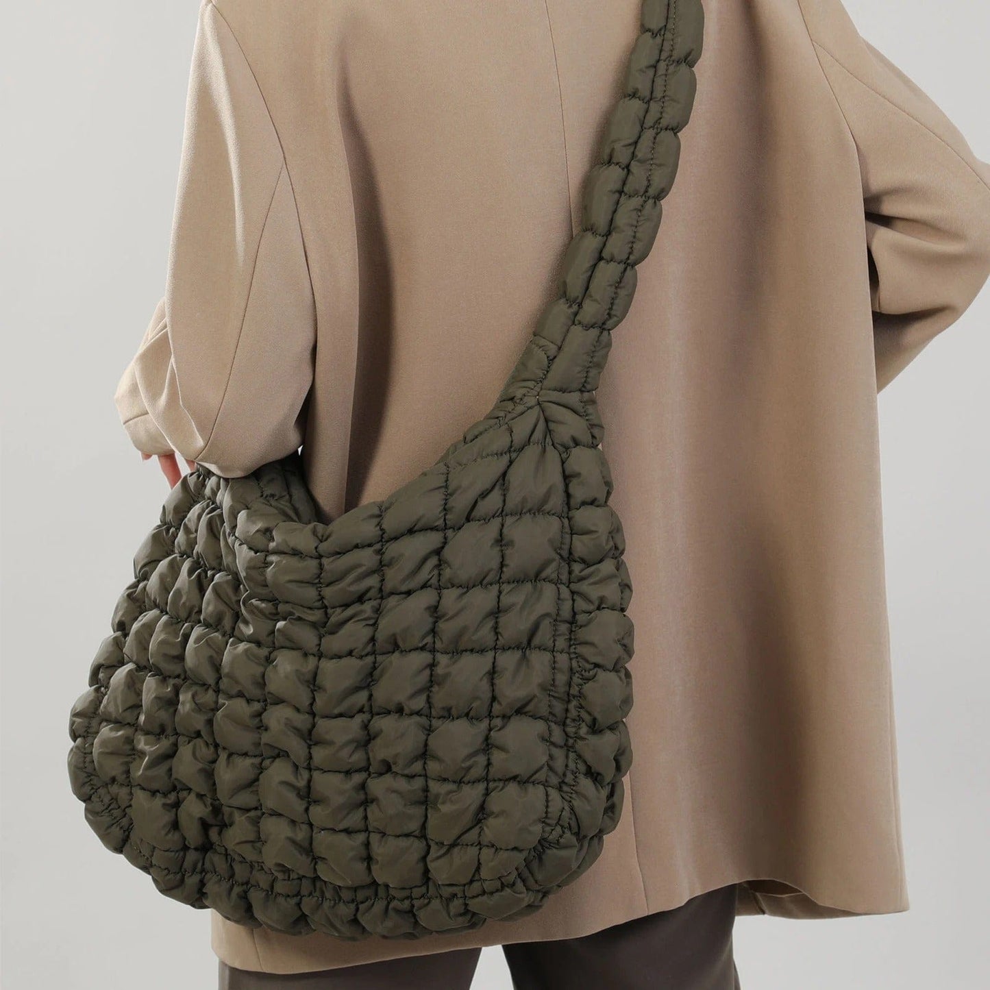 CloudQuilt Quilted Padded Crossbody Bag for Women – Pleated Ruched Tote & Bucket Shoulder Handbag