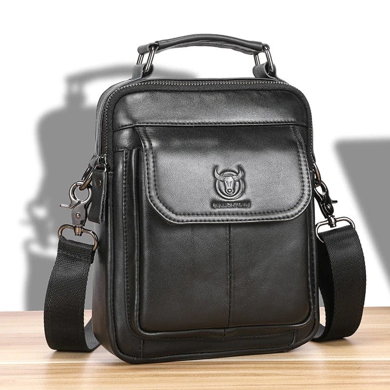 BULLCAPTAIN Men's Genuine Leather Shoulder Bag – Multifunctional Crossbody Handbag