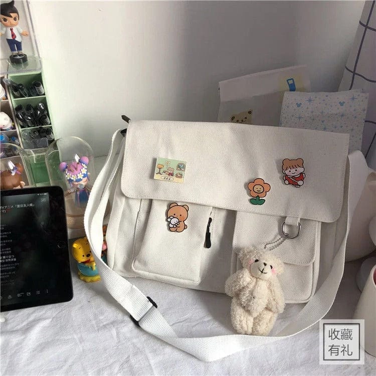 SweetCanvas Simple Messenger Bag – Casual Satchel Shoulder Bag for Women & Girls