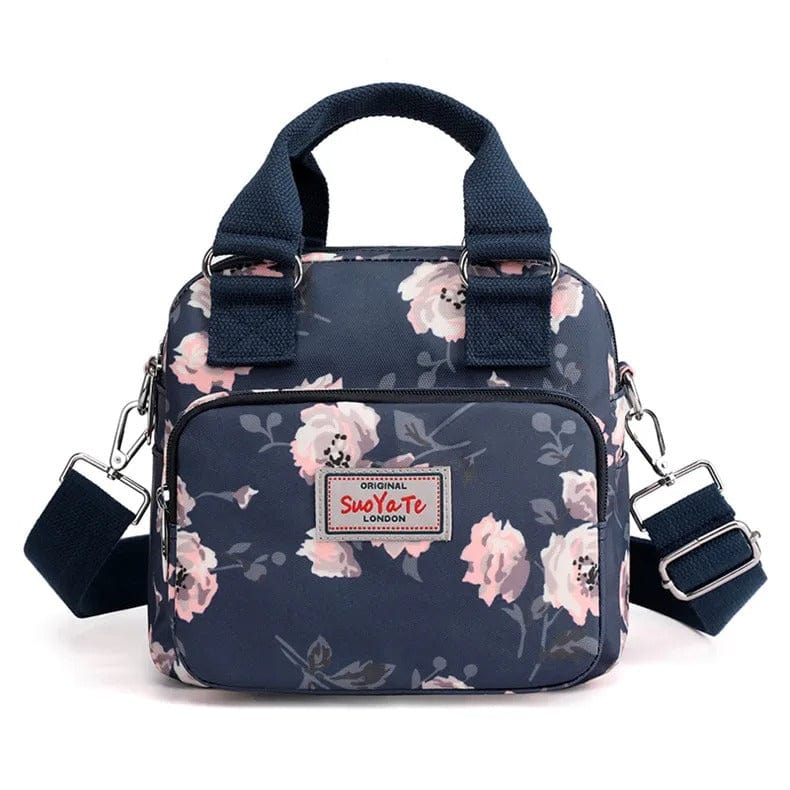 FloraPrint Women's Crossbody Bag – Portable Multi-Pocket Nylon Shoulder & Messenger