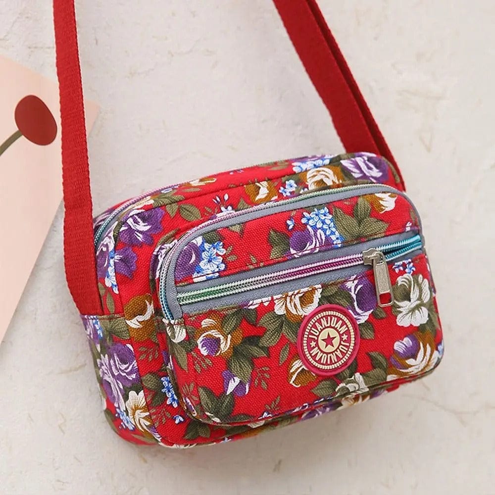 FloraVibe Multi-Layered Floral Print Nylon Shoulder Bag -