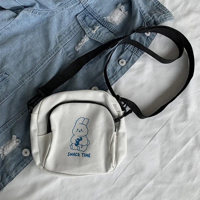 Cute Rabbit Canvas Crossbody Bag for Women – Vintage Messenger Handbag for Students