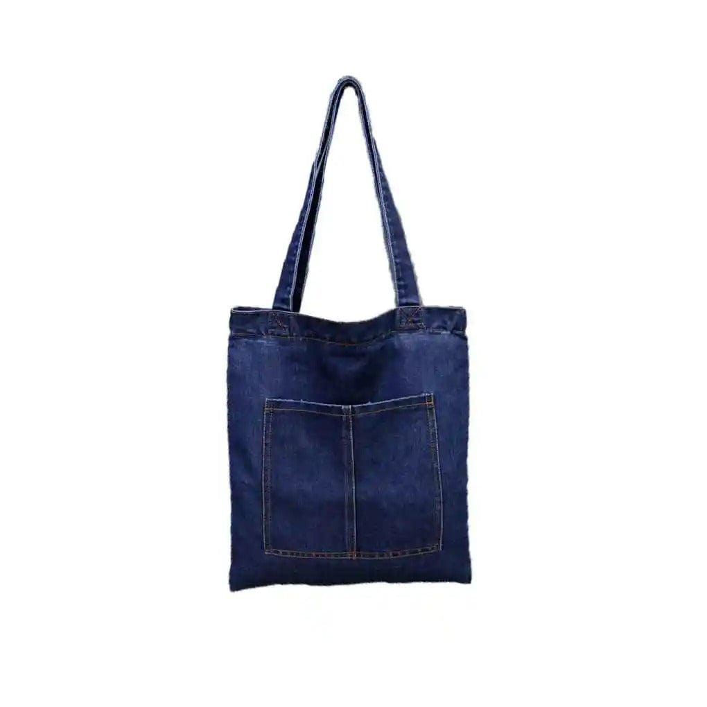 Denimica Large Capacity Denim Shoulder Bag – Fashionable Solid Color Canvas Handbag