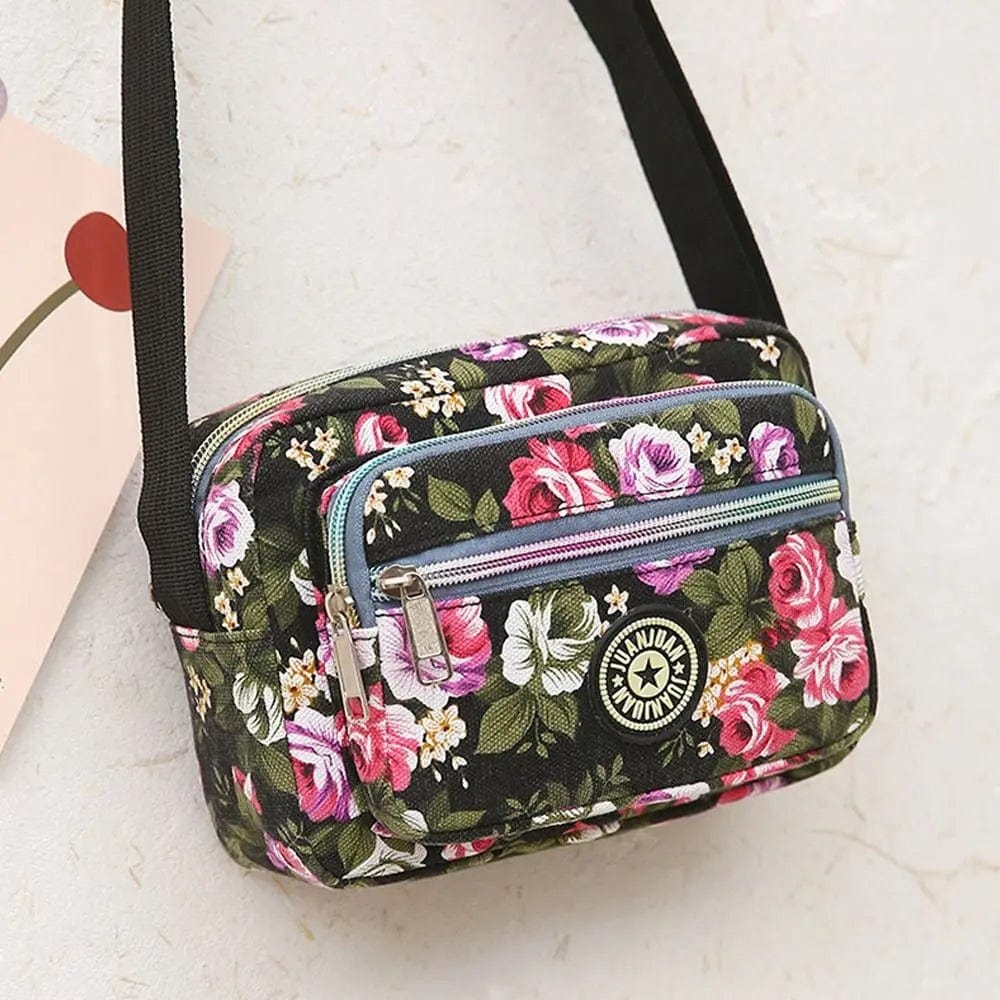 FloraVibe Multi-Layered Floral Print Nylon Shoulder Bag -