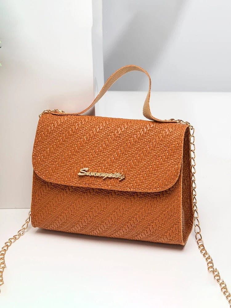 Embossed Chain Square PU Leather Bag – Women’s Large Capacity Shoulder & Crossbody