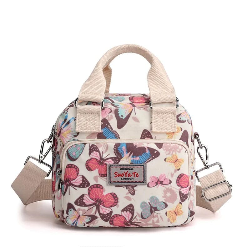 Flora Luxe Women's Floral Crossbody Bag - Durable Nylon, Multi-Pocket Shoulder