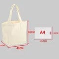 Eco-Friendly Large Capacity Canvas Shoulder Bag – Reusable Beige Cotton Tote for Groceries