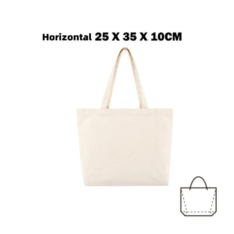 Eco-Friendly Large Capacity Canvas Shoulder Bag – Reusable Beige Cotton Tote for Groceries