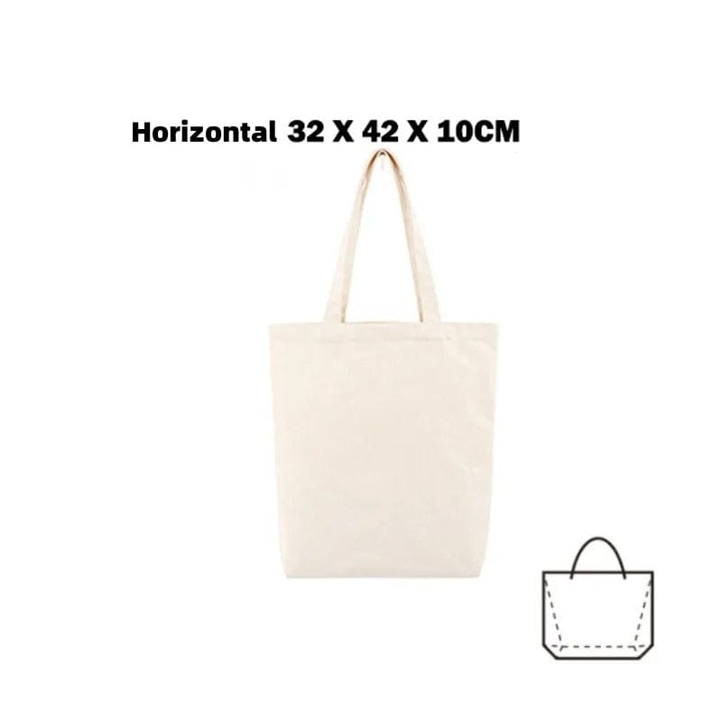 Eco-Friendly Large Capacity Canvas Shoulder Bag – Reusable Beige Cotton Tote for Groceries