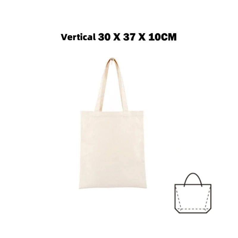 Eco-Friendly Large Capacity Canvas Shoulder Bag – Reusable Beige Cotton Tote for Groceries