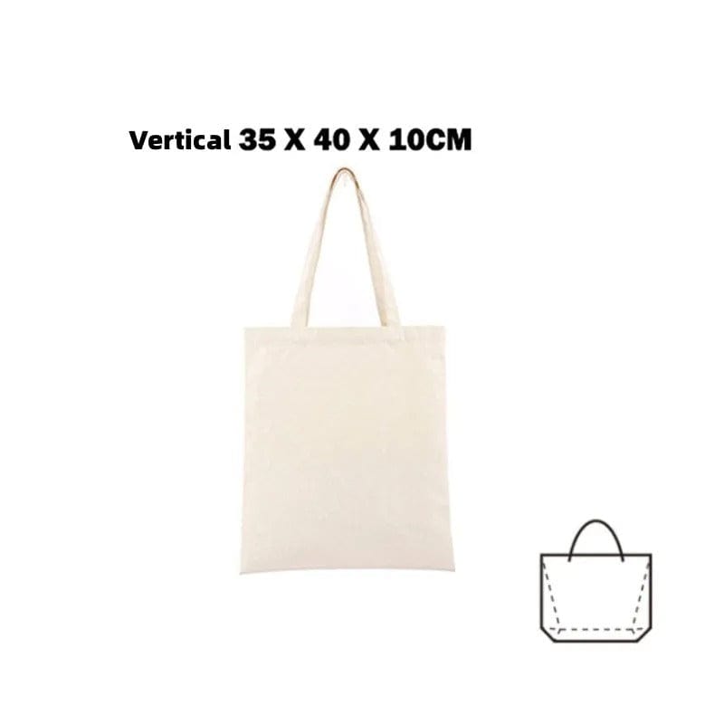 Eco-Friendly Large Capacity Canvas Shoulder Bag – Reusable Beige Cotton Tote for Groceries
