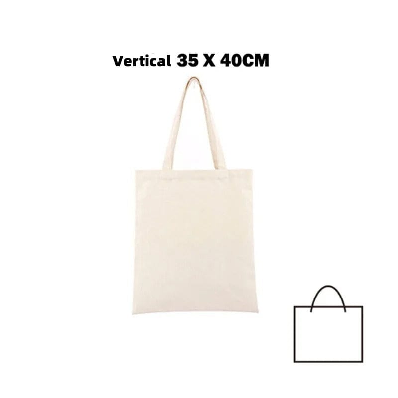 Eco-Friendly Large Capacity Canvas Shoulder Bag – Reusable Beige Cotton Tote for Groceries