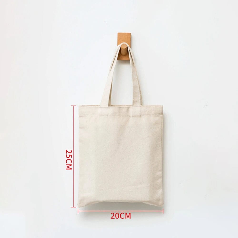 Eco-Friendly Large Capacity Canvas Shoulder Bag – Reusable Beige Cotton Tote for Groceries