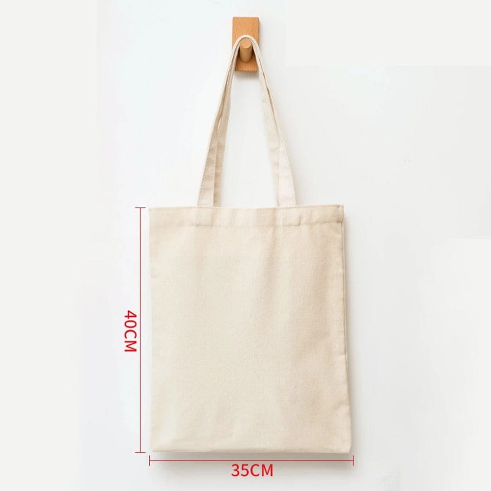 Eco-Friendly Large Capacity Canvas Shoulder Bag – Reusable Beige Cotton Tote for Groceries