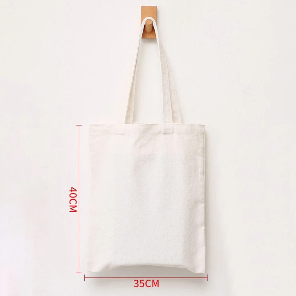 Eco-Friendly Large Capacity Canvas Shoulder Bag – Reusable Beige Cotton Tote for Groceries