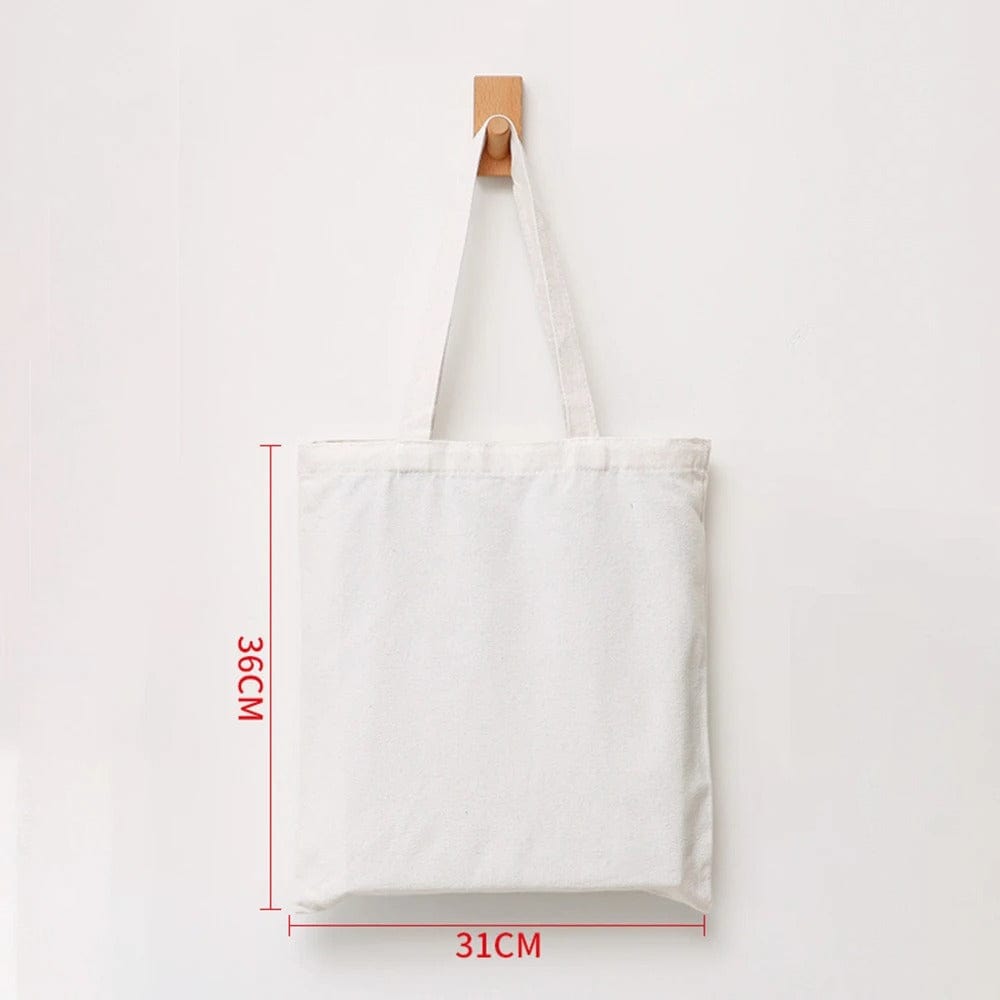 Eco-Friendly Large Capacity Canvas Shoulder Bag – Reusable Beige Cotton Tote for Groceries