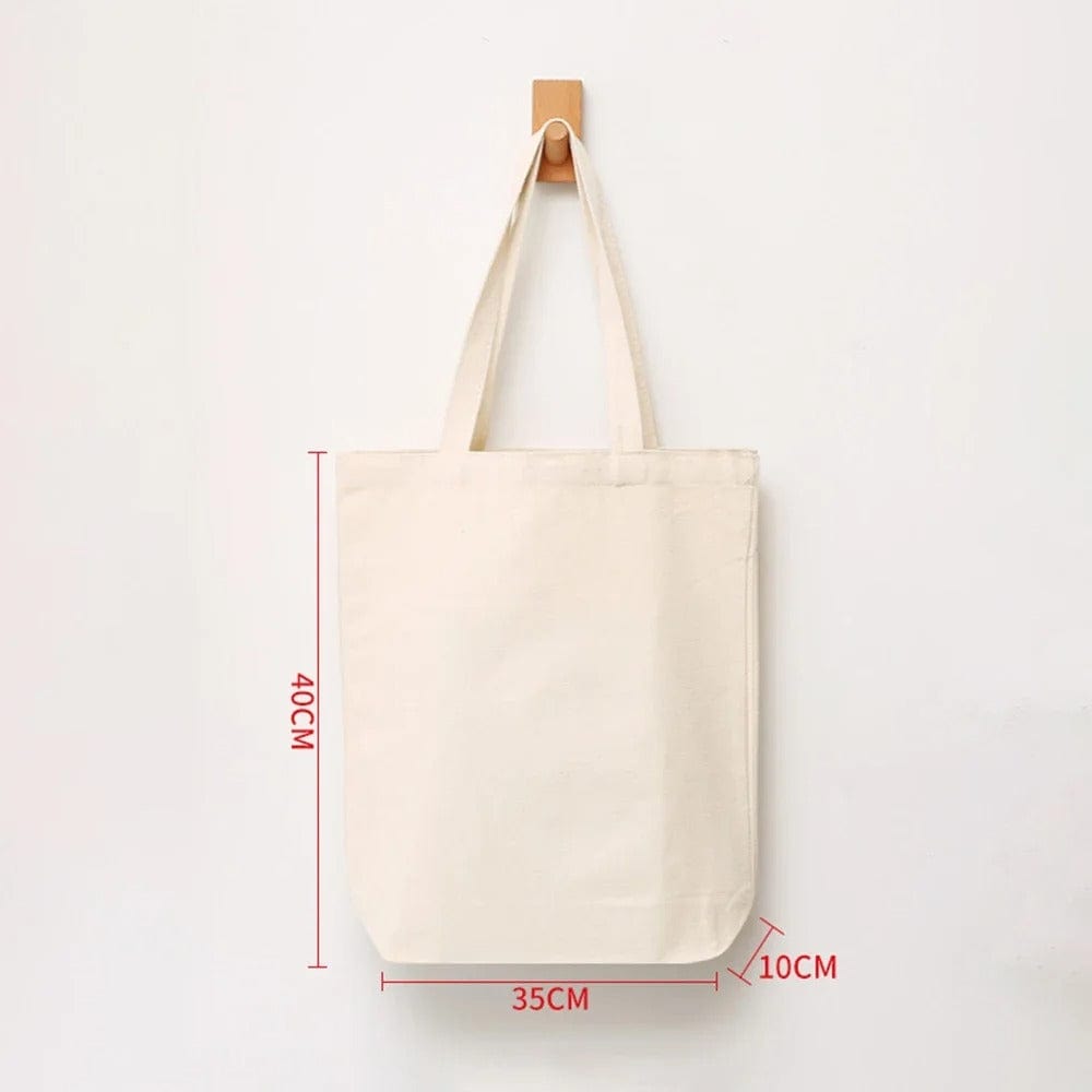 Eco-Friendly Large Capacity Canvas Shoulder Bag – Reusable Beige Cotton Tote for Groceries