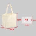 Eco-Friendly Large Capacity Canvas Shoulder Bag – Reusable Beige Cotton Tote for Groceries