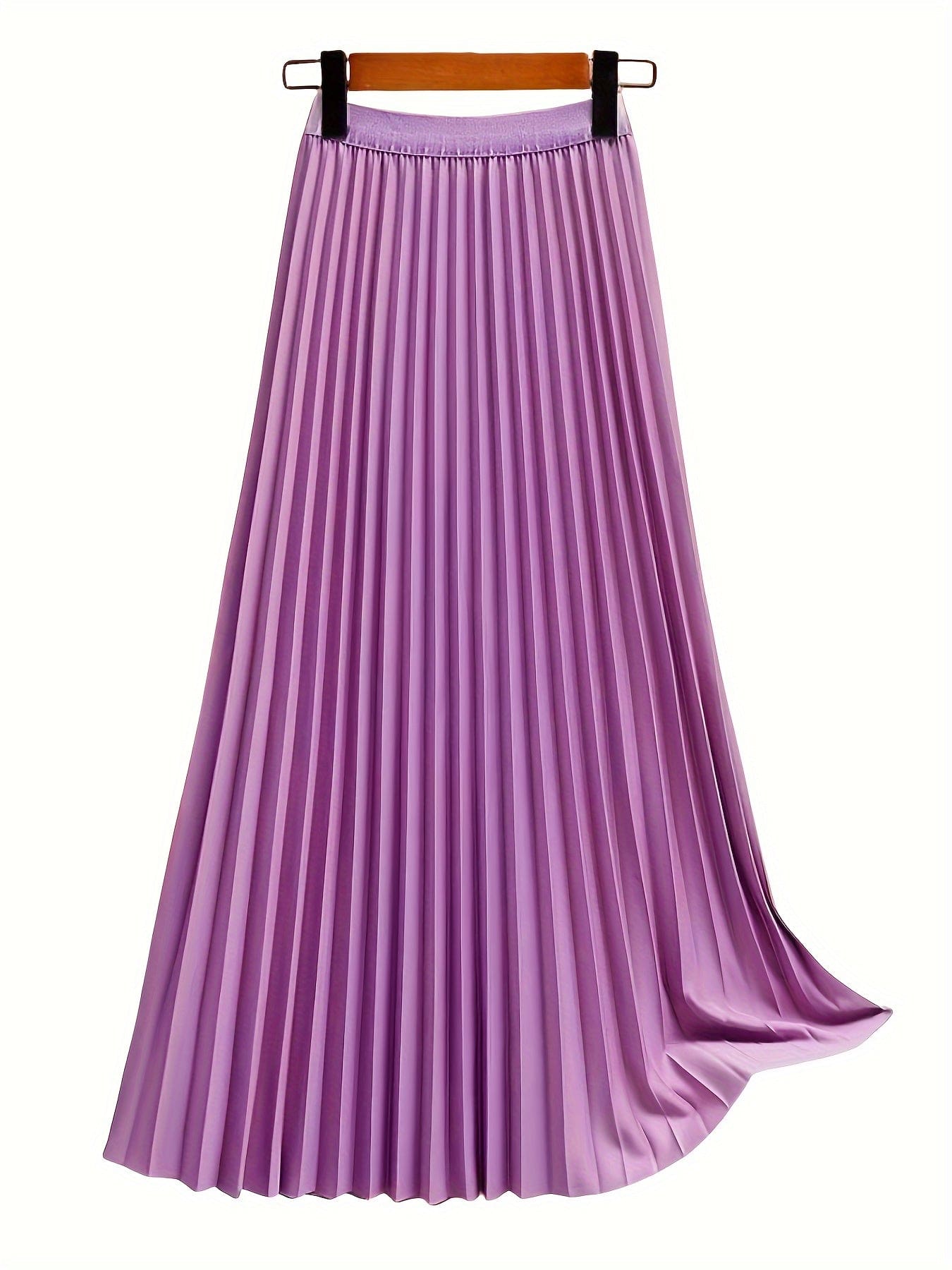 Solid High-Waisted Pleated Skirt Versatile Design for Spring & Fall Fashion