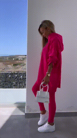 Stylish Two Piece Slit Hooded Sweatshirt Set