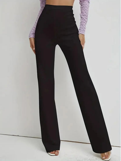 Elegant High Waist Straight Leg Trousers
