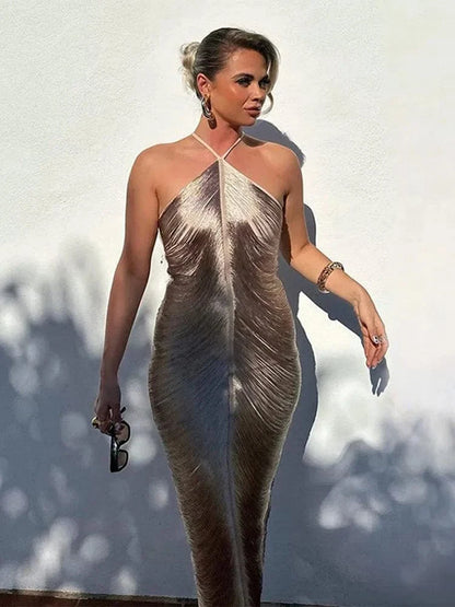 Asymmetrical Fringe Dress - Long Sleeve Elegant Summer Dress for Women