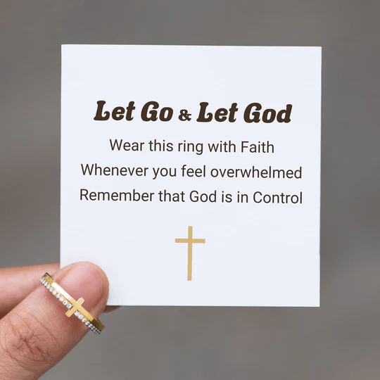 Let God Be In Control Golden Cross Ring Christian Gifts for Women