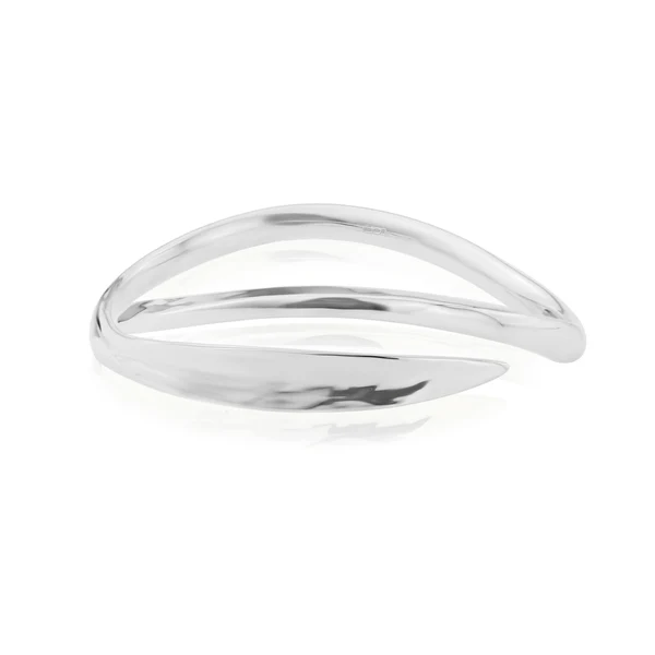 Handmade Morgan Silver Bangle Elegant Crossover Design
