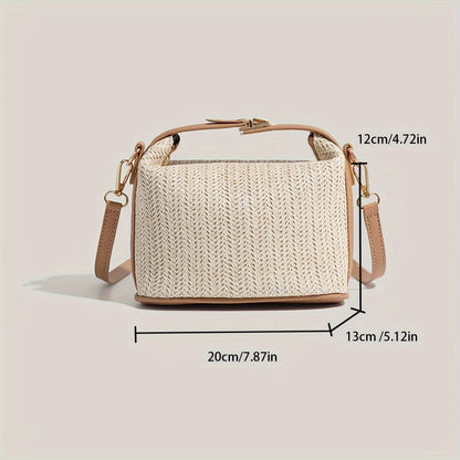 Trendy Women’s Woven Rattan Crossbody Bag Lightweight & Boho Chic for Beach Vacations and Summer Outings
