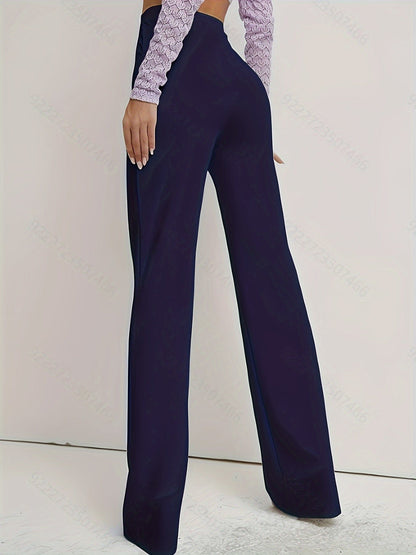 Elegant High Waist Straight Leg Trousers