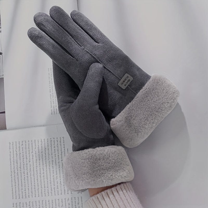 Plush Thermal Winter Gloves for Women Touch Screen Compatible, Thickened for Cold Weather Sports