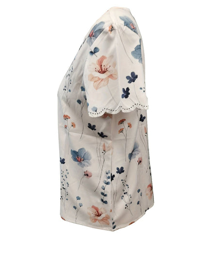 Women's Vibrant Floral Print V-Neck T-Shirt
