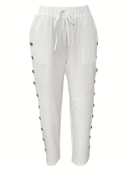 Stylish High Waist Straight Leg Pants for Women's Soft Micro Elastic Polyester for Spring, Summer & Fall