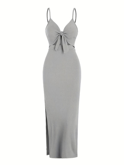 Chic Sleeveless Knit Suspender Dress European American Style for Spring and Summer