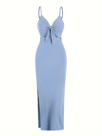 Chic Sleeveless Knit Suspender Dress European American Style for Spring and Summer