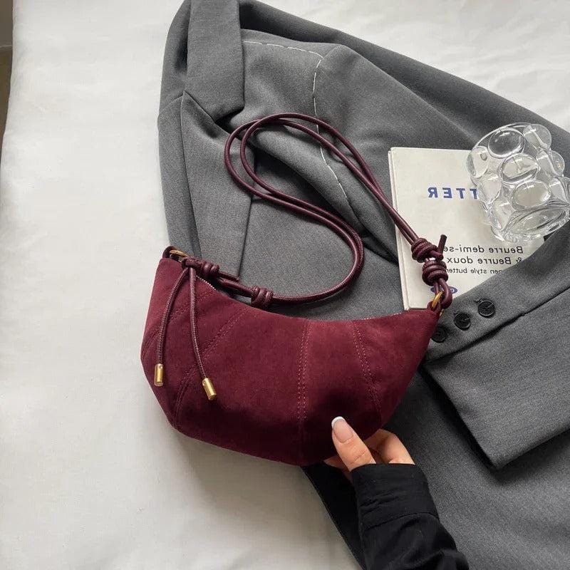 LEFTSIDE 2024 Retro Solid Color Leather Shoulder Bag - Stylish Korean Fashion