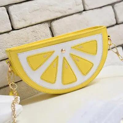 Lemon Fruit Shape Crossbody Bag – Mini Wallet Purse with Chain Shoulder Strap for Ladies
