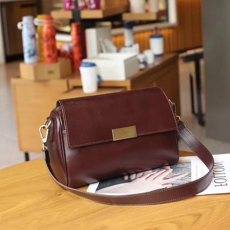 LuxeLeather Versatile Cowhide Shoulder Bag – Top Layer Leather Crossbody Bad