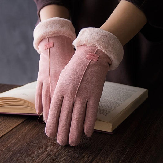 Plush Thermal Winter Gloves for Women Touch Screen Compatible, Thickened for Cold Weather Sports