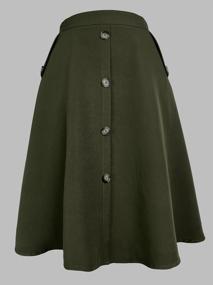 High-Waisted Skirt with Side Pockets, Durable and Easy-Care Design for Timeless Spring/Summer Style