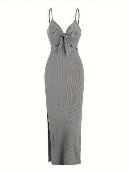 Chic Sleeveless Knit Suspender Dress European American Style for Spring and Summer