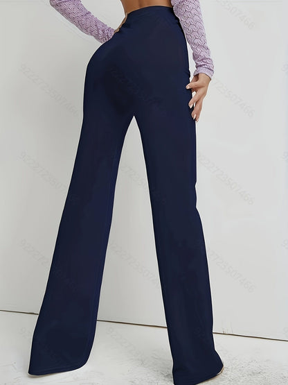 Elegant High Waist Straight Leg Trousers