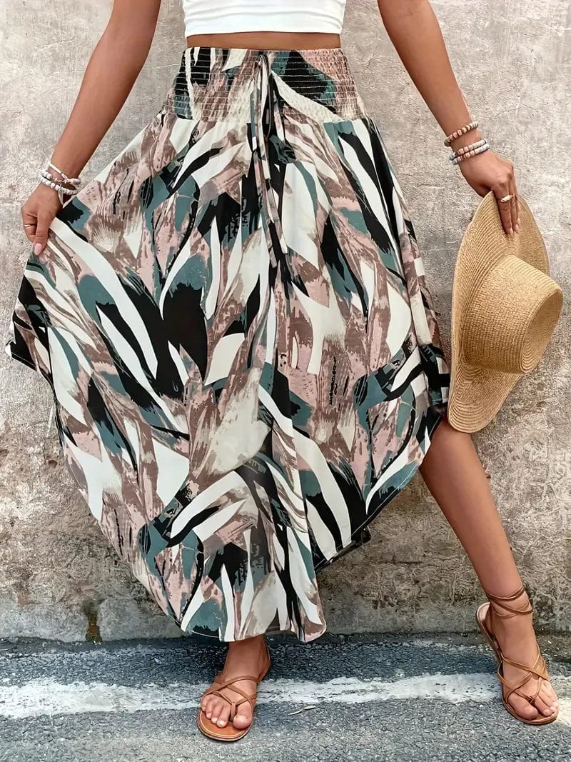 Paisley Print High-Waisted A-Line Skirt