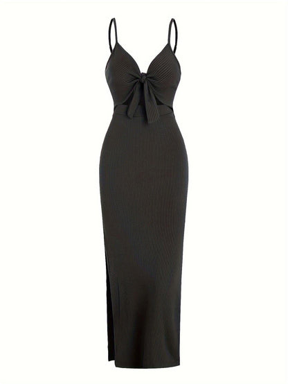Chic Sleeveless Knit Suspender Dress European American Style for Spring and Summer