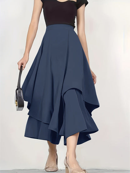 Asymmetrical High-Waist Skir Elegant Loose Fit for Spring & Summer Fashion