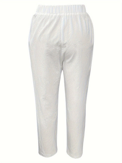 Stylish High Waist Straight Leg Pants for Women's Soft Micro Elastic Polyester for Spring, Summer & Fall