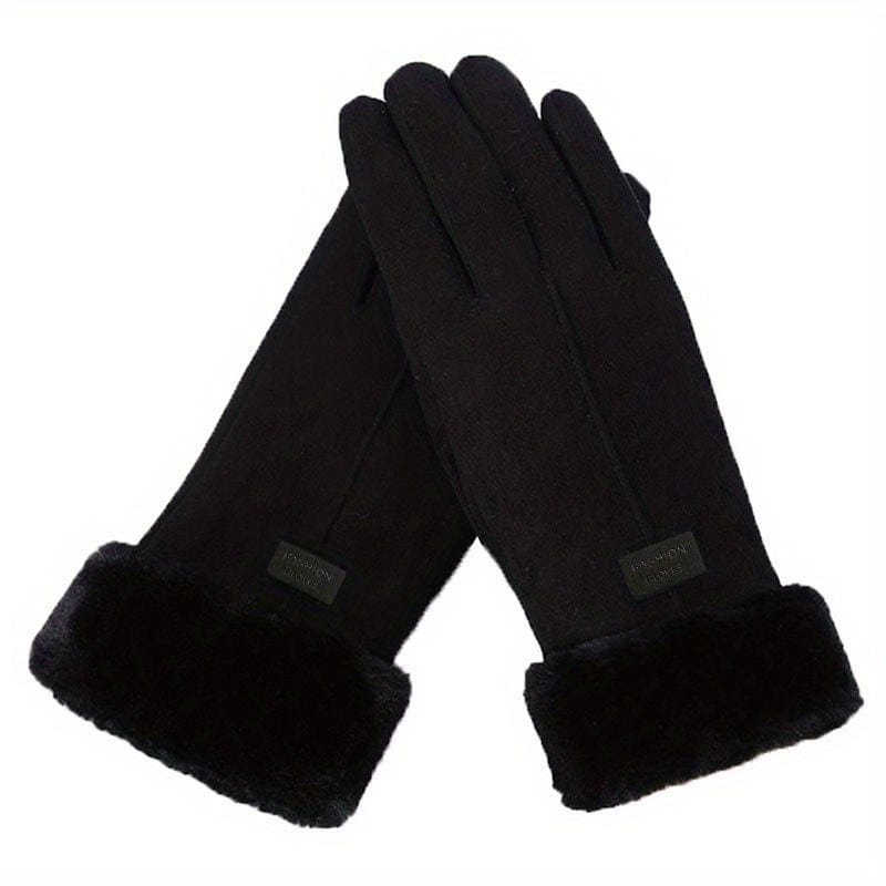 Plush Thermal Winter Gloves for Women Touch Screen Compatible, Thickened for Cold Weather Sports
