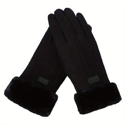 Plush Thermal Winter Gloves for Women Touch Screen Compatible, Thickened for Cold Weather Sports
