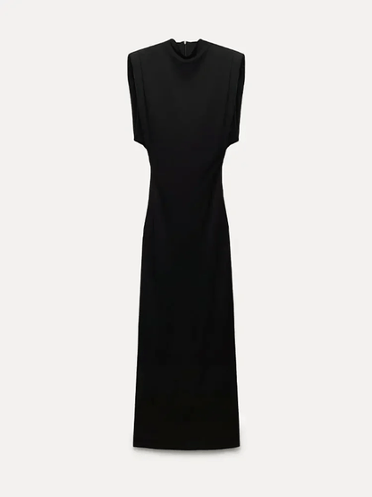 Elegant Women's Black Split Sleeveless Bodycon Dress