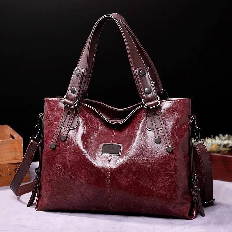 Luxe Leather Casual Tote Bag for Women | Soft Leather Shoulder Bag, Vintage